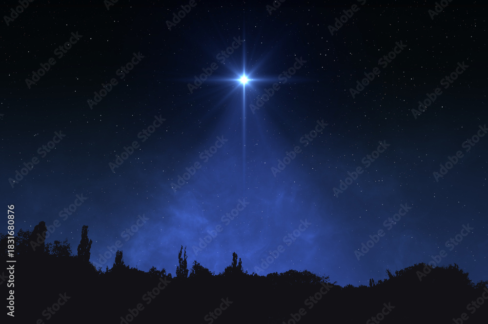 Naklejka premium Christmas star of the Nativity of Bethlehem, Nativity of Jesus Christ. Star of Jesus. Christmas of Jesus Christ.