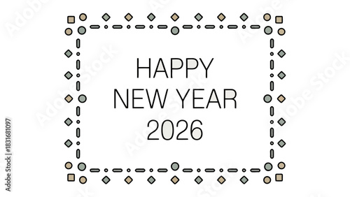 New Year Wishes: A festive message with a decorative border to mark the arrival of a New Year, signifying new beginnings and the passage of time. 