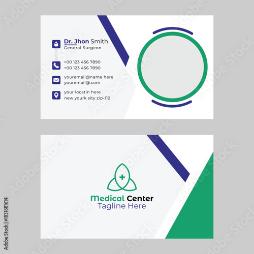 Corporate modern medical business card design template