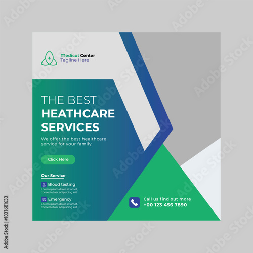 Medical social media post web banner template