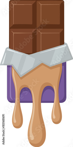 Dairy Milk Chocolate Vector on Transparent Background with Sweet Treat and Snack Concept
