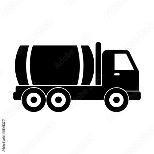 Petroleum Tanker Truck Silhouette Icon.