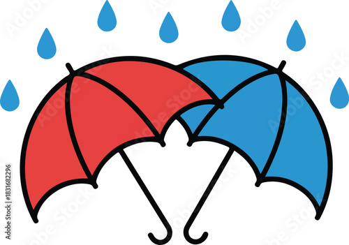 Umbrella Vector on Transparent Background with Rain and Weather Protection Concept