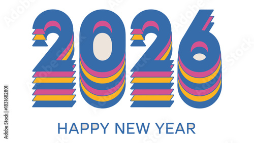 Happy New Year 2026 Celebration: A vibrant and modern design for the New Year, featuring stylized numbers that invite optimism and anticipation for the upcoming year.