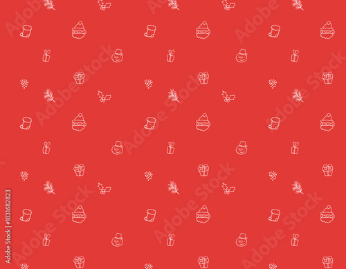 手書きのクリスマスイラスト　背景素材　赤