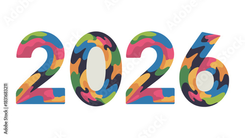 Vibrant 2026: A colorful and eye-catching graphic highlighting the year 2026, set against a clean, uncluttered background, signifying the passage of time and future possibilities.