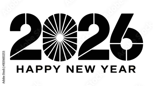 New Year 2026: A modern and sleek design featuring the year 2026, accompanied by the festive message Happy New Year. The design is both simple and stylish, perfect for welcoming the upcoming year.