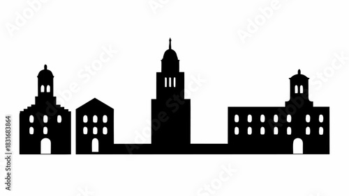 Striking silhouette of iconic buildings conveys a sense of history and urban charm, perfect for travel brochures or city branding, originally vector graphics