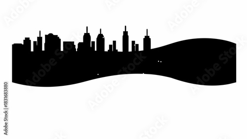 Modern cityscape silhouette perfect for urban designs or architectural projects, evoking a sense of metropolitan sophistication and sleek design, scalable vector