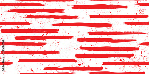 Grungy vector brush lines repeating pattern with specks and particles . Brush strokes seamless pattern texture. Distress screen print endless pattern texture