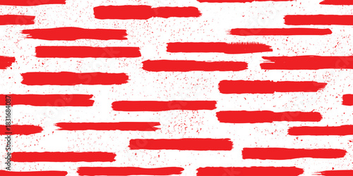 Grungy vector brush lines repeating pattern with specks and particles . Brush strokes seamless pattern texture. Distress screen print endless pattern texture