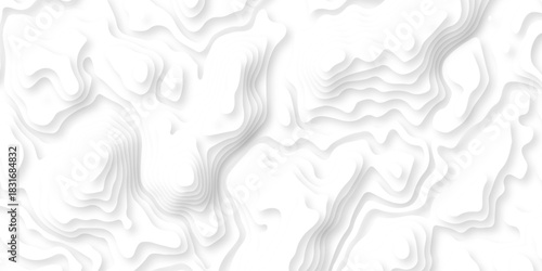Pattern with lines the stylized height of the topographic map contour in lines and contours isolated on layers. White topography curve lines map isolated on white background