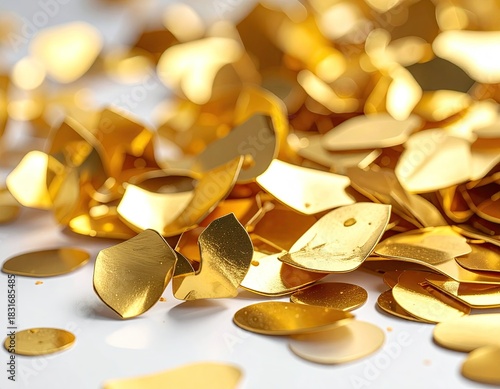 Gleaming gold flakes scattered, soft lighting