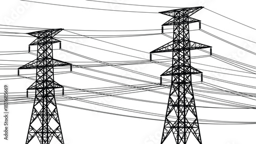 Mega-bundle of high-voltage electric power transmission towers and lines, detailed CAD vector line art collection for electrical engineering, energy infrastructure, and technical design projects.