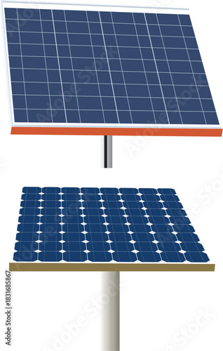 Solar panels vector design set  generating clean green energy power isolated on white background.