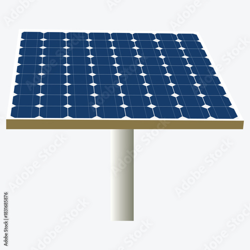 Blue solar panels vector illustration  convert sunlight into clean electric power, showcasing photovoltaic technology for renewable energy and a greener environment isolated on white background.