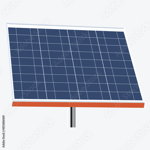 Blue solar panels  vector illustration convert sunlight into clean electric power, showcasing photovoltaic technology for renewable energy and a greener environment isolated on white background.
