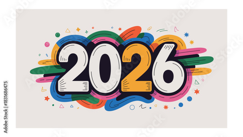 Vibrant 2026: A colorful and energetic depiction of the year 2026, radiating optimism and anticipation for the future.