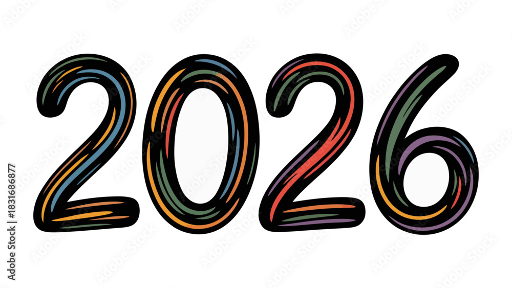 Φωτογραφία Vibrant Future Year 2026: An illustrated depiction of the year 2026, rendered in a lively and colorful style, symbolizing the dynamic and forward-looking spirit