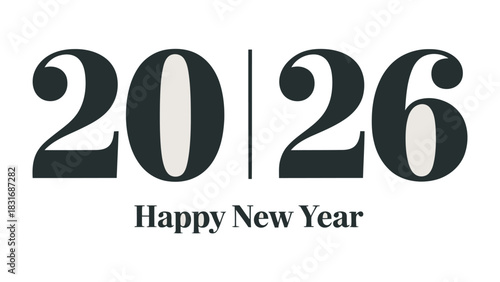 Year 2026 Celebration: A stylish design expresses festive greetings for the upcoming year, perfect for representing new beginnings, and prosperity.