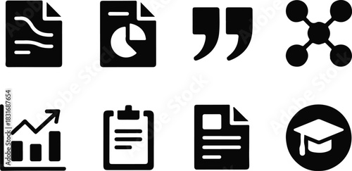 Icon set for business, education, and data