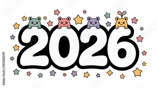 Future-Ready: Whimsical illustrations, with the number 2026, stars, and charming bear characters, celebrating the new year.