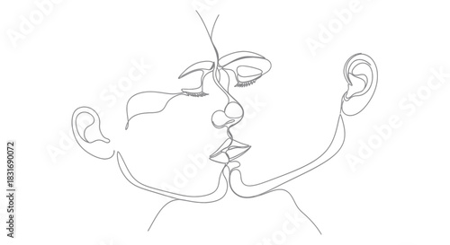 Minimalist Continuous Line Drawing of Two People Sharing an Intimate Moment