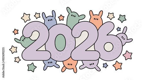 New Year 2026 Celebration: A vibrant and celebratory design spells out the year 2026, creating a visually appealing design for the new year. Capturing the spirit of renewal, progress.