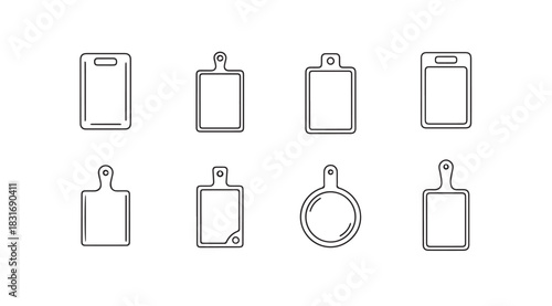 Collection of different shapes and sizes of cutting boards silhouette