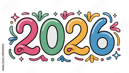 Colorful 2026 Celebration - Festive numeral display, evoking a sense of forward-looking optimism. Perfect for conveying a fresh start or commemorative occasion. 