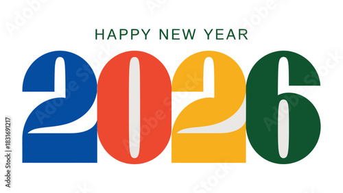 Cheerful New Year Celebration: A vibrant and colorful design spells out 2026, celebrating the fresh start and anticipation for the coming year. This artistic display sets a tone of joy and excitement.