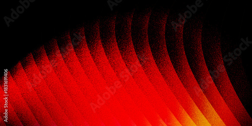 Neon ribbed fractal glass 3d background. Holographic vertical stripe pattern with vibrant purple blue yellow gradient. Abstract black bg, iridescent texture lines in radiant colors. 3D illustration	
