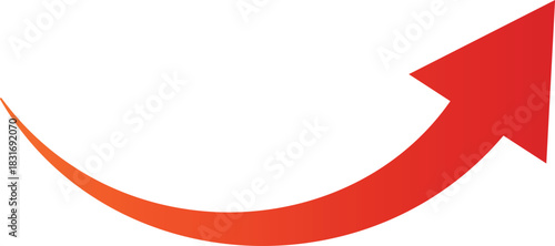 上向きの上昇曲線矢印赤色ベクター