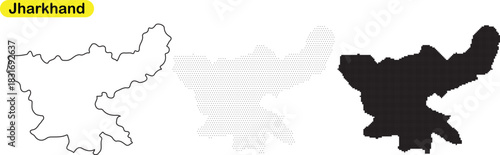 Outline and silhouette map collection of the indian state of jharkhand