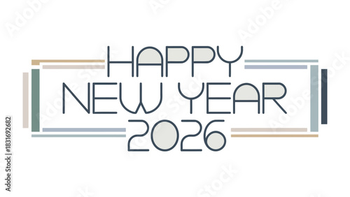 New Year 2026: Elegant text elegantly announces the commencement of a new year. A call for new beginnings and the passage of time is present.