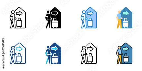 Check in icon set multiple style vector collection. Editable Stroke 
