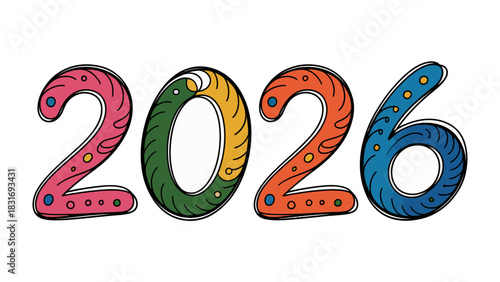 A Colorful Vision of Future: A vibrant and creatively designed illustration showcases the year 2026, radiating optimism and anticipation for the years to come.