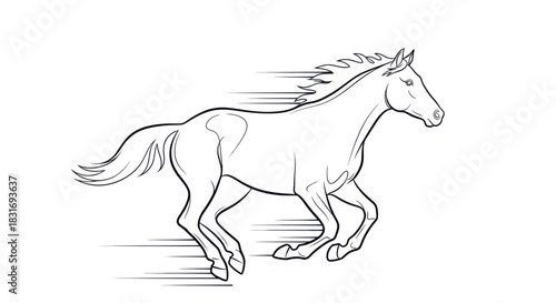 Dynamic Sketch of a Galloping Horse Illustration Demonstrating Movement and Energy