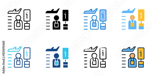 Tourist information icon set multiple style vector collection. Editable Stroke 
