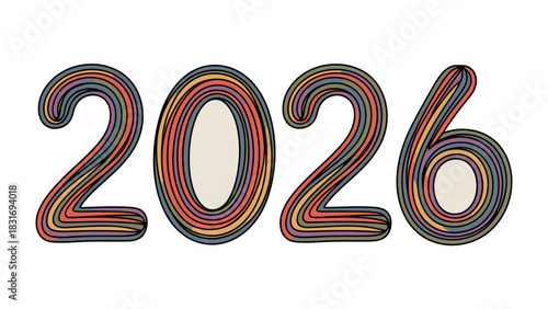 Digital 2026: An intricate rendering showcases the numerical year 2026 in a modern style, perfect for use in future planning concepts.