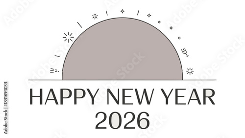 New Year 2026 Celebration: A modern and minimalist design that celebrates the arrival of a new year. A creative visual that shows the transition and optimism