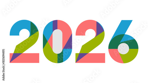 2026: A visual representation of the year 2026. This dynamic graphic, composed of various shapes and colors, symbolizes innovation, and progress. It's a striking depiction of a future-focused concept.