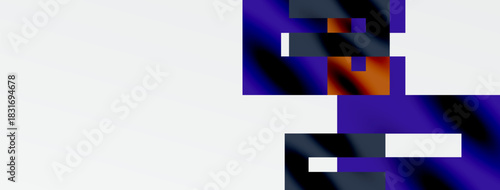 Abstract gradient, purple hues dominate. Orange accents present, with white space defining shapes. Minimalist design, digital art style.