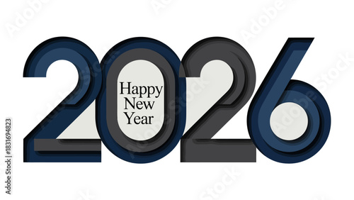 New Year 2026 Celebration: A modern and stylish design with Happy New Year embedded within the year 2026, conveying anticipation and joy.