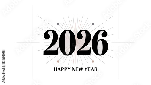 New Year 2026: A minimalist greeting for the upcoming year, centered with clean lines and understated elegance, it conveys a message of hope and optimism.