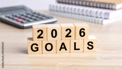 2026 calendar wooden block new year planning organization schedule timeline sustainable natural simplicity arrival agenda tactile goal setting and resolution inspiration for focused productivity