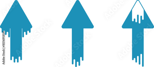 Liquid arrows, blue vector arrow icons, direction of movement, direction indicators