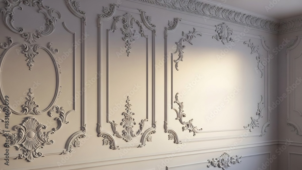 Obraz premium 美しい装飾が施された白い壁面のクローズアップ写真