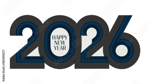 2026 New Year design: Elegant typographic design. A joyful celebration, perfect for the start of a new journey 