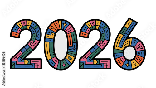 Colorful Year 2026: A vibrant and creatively designed representation of the year 2026, showcasing a unique and artistic flair.